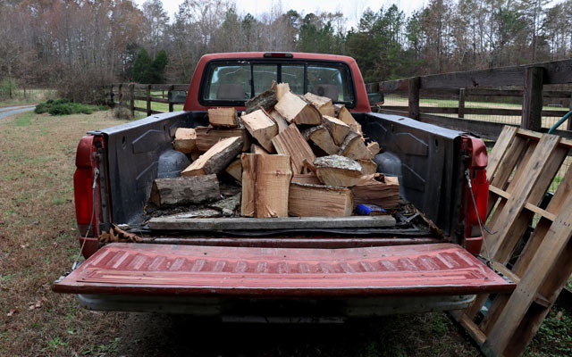 Pickup truck full of firewood