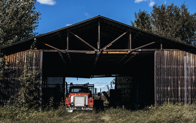 Old barn and truck
