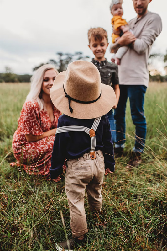 Family in field